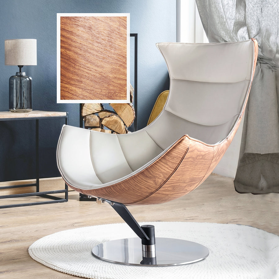 Russell Lobster Chair, With Ottoman, Walnut Texture, Armchair detail view for for living room