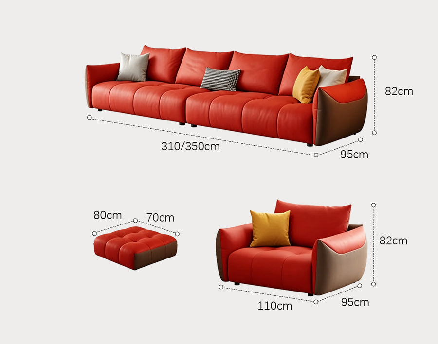 Levi Italia Two Seater, Three Seater, Four Seater Sofa side view and sofa proportion