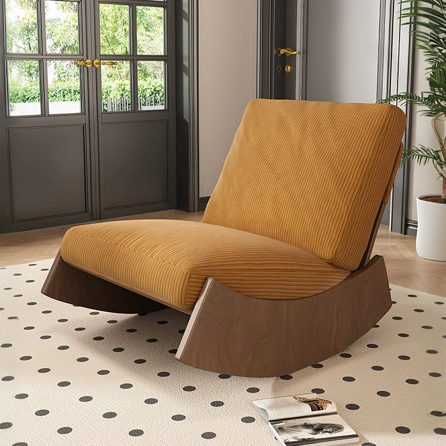 Anaya Rocking Chair, Corduroy & Wood styled for accent chair