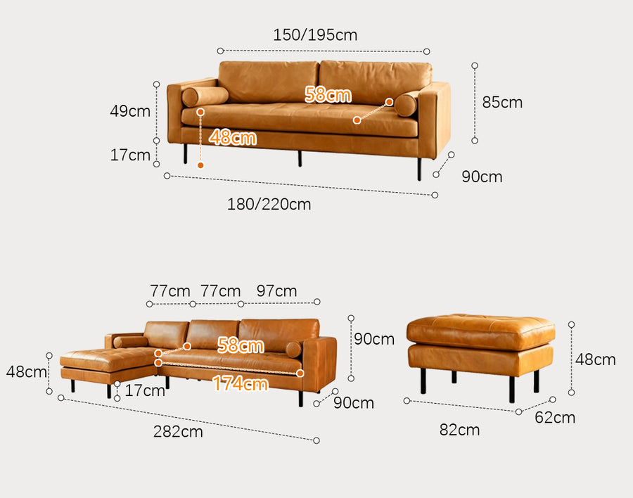 Fuller Brown Two Seater, Three Seater Sofa, Real Leather product image 9