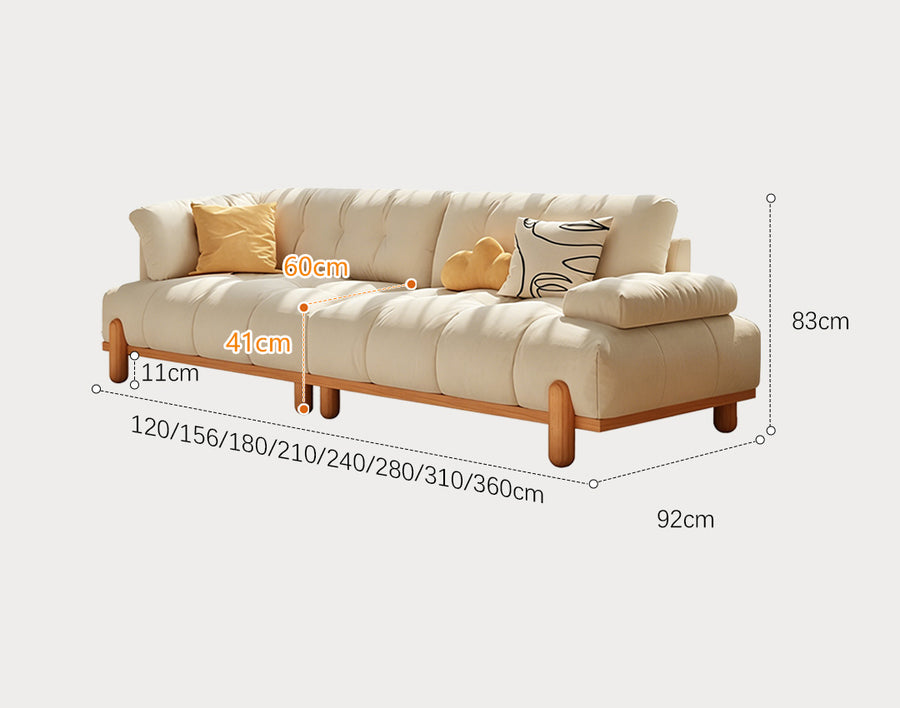 Ariadna Comfy Two Seater, Three Seater Sofa, Suede side view and sofa proportion