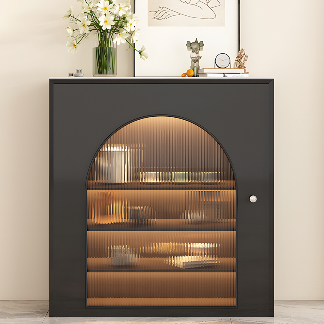 Amanda Slim Sideboard With Glass Door, Black-Rit Concept-Rit Concept