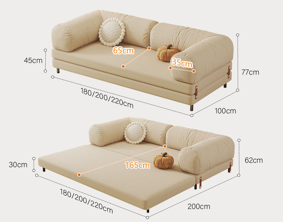 Choudhury Zweisitzer Schlafsofa, Rückenlehne waschbar, Cord