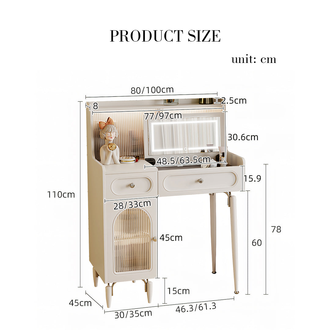 Layla Slimline Dressing Table, Small Dressing Table, Cream-Rit Concept-Rit Concept