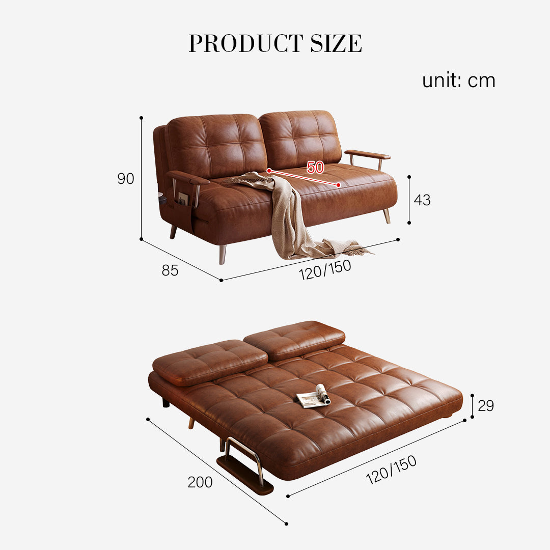 O'Reilly Single Seater Sofa Bed, Brown Leather