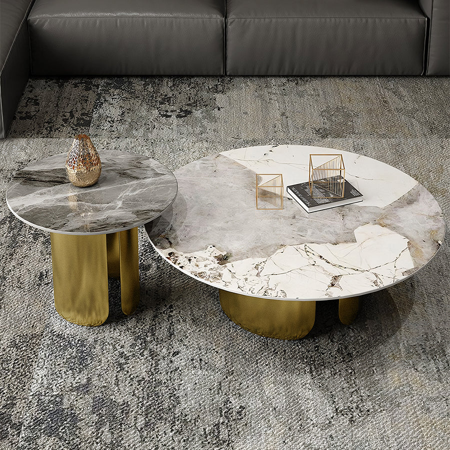 Aurora Gold Nesting Coffee Table Set, Sintered Stone - aurora gold sintered stone nesting coffee table UK