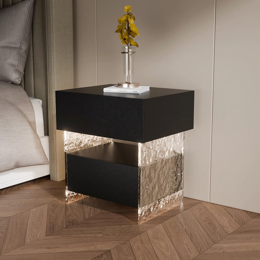 Ibarra Bedside Table With Storage & Light Strip - ibarra bedside light strip bedside table UK
