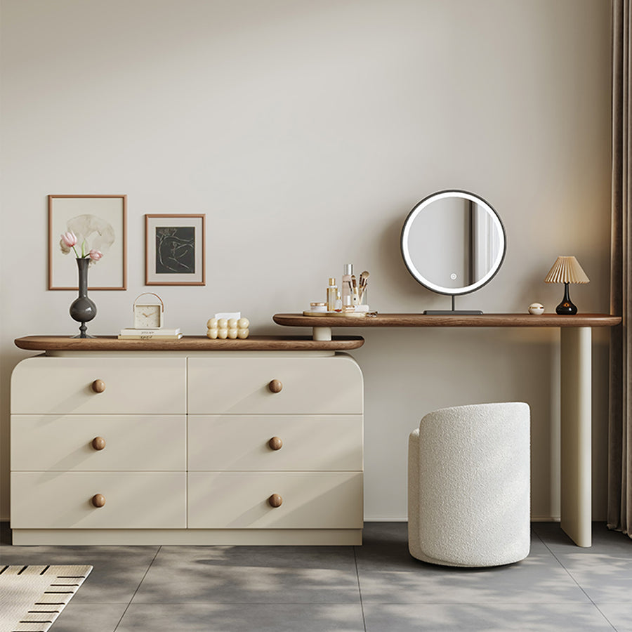 Jackson Dressing Table With Chest Of Drawers & Round Mirror, Solid Wood product image 8