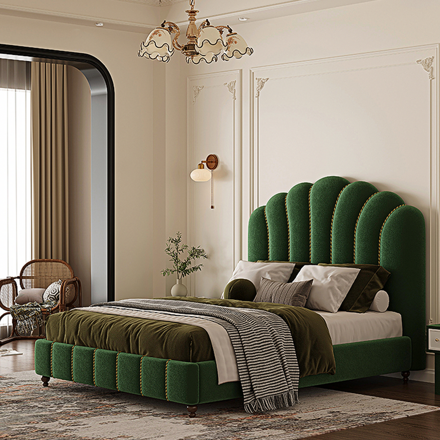 Leocadia King Size Bed, Super King Size Bed, Velvet styled for frame with storage