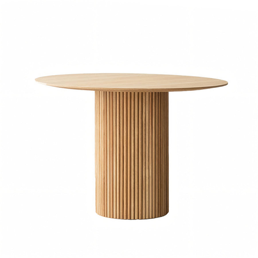 Ivar Round Dining Table detail showing table finish and proportions