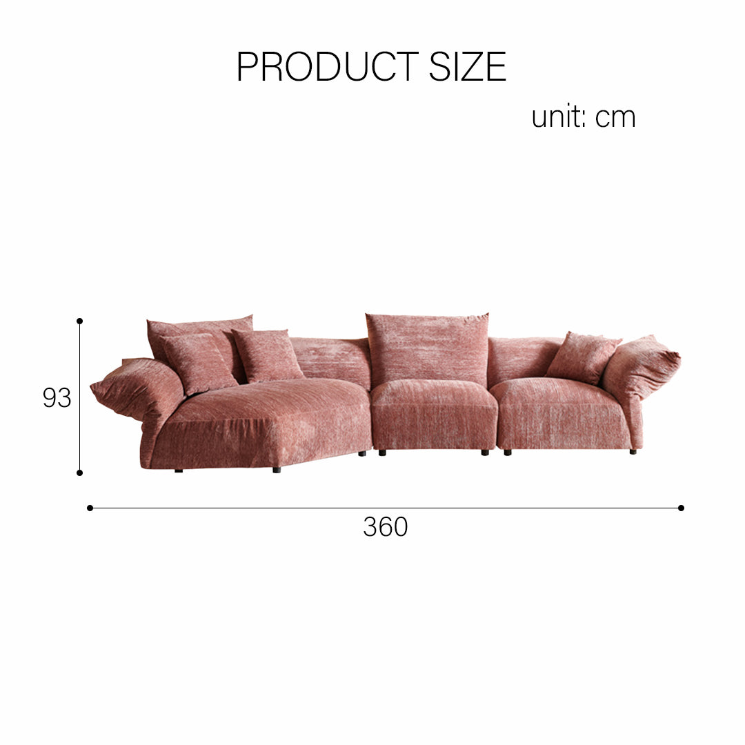 Berisha Petal Three Seater Corner Sofa, Four Seater Curved Sofa