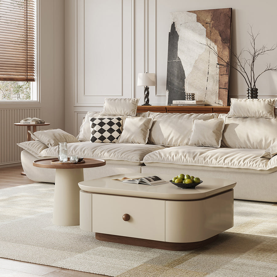 Meer Rectangle Coffee Table Set With Storage - tan rectangular coffee table UK
