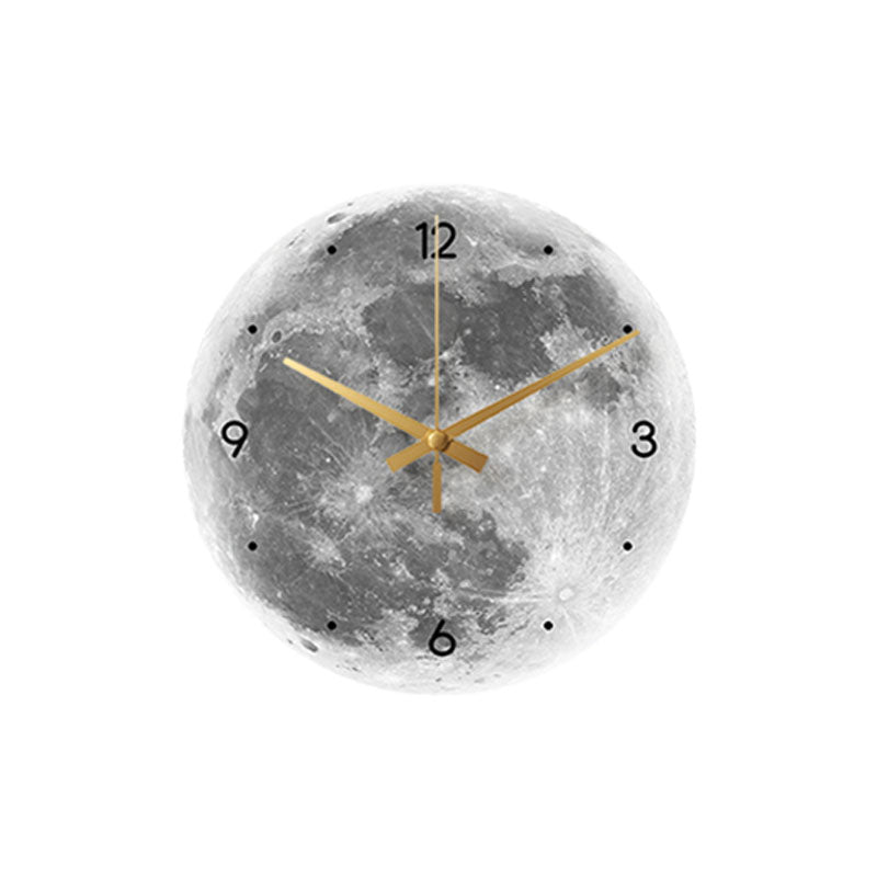 Moon Earth Luminous Clock detail view for decorative wall clock UK