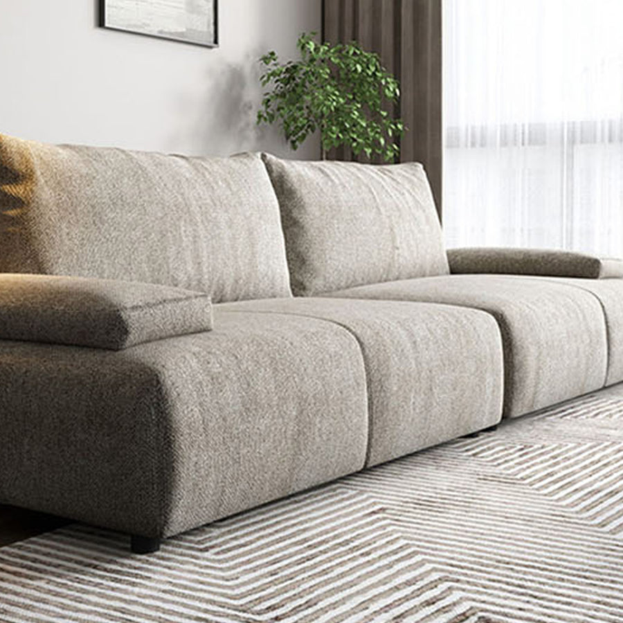 Cypress Two Seater, Three Seater, Four Seater Sofa, Linen lifestyle view with high back two seater sofa