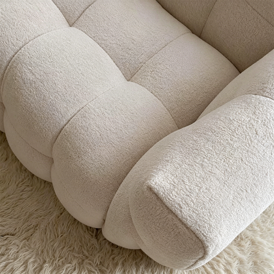 Cora Single Seater, Two Seater Sofa, Lazy Sofa, Boucle compact living room seating idea