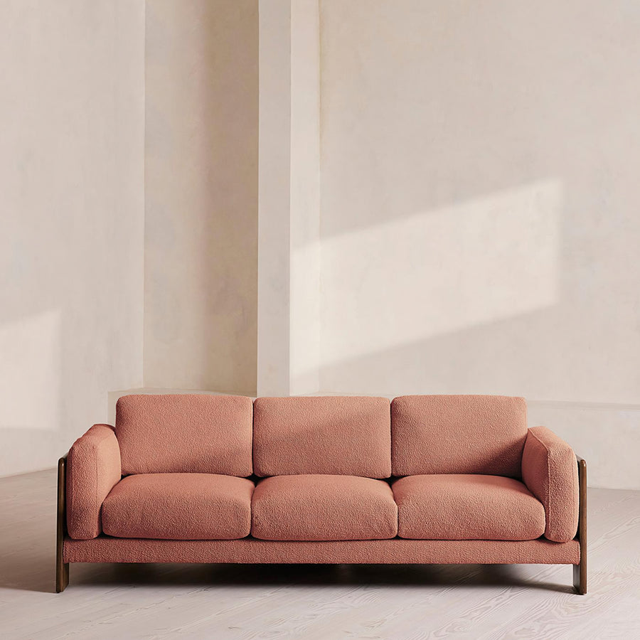 Liwanag Three Seater Sofa lifestyle view with boucle three seater sofa