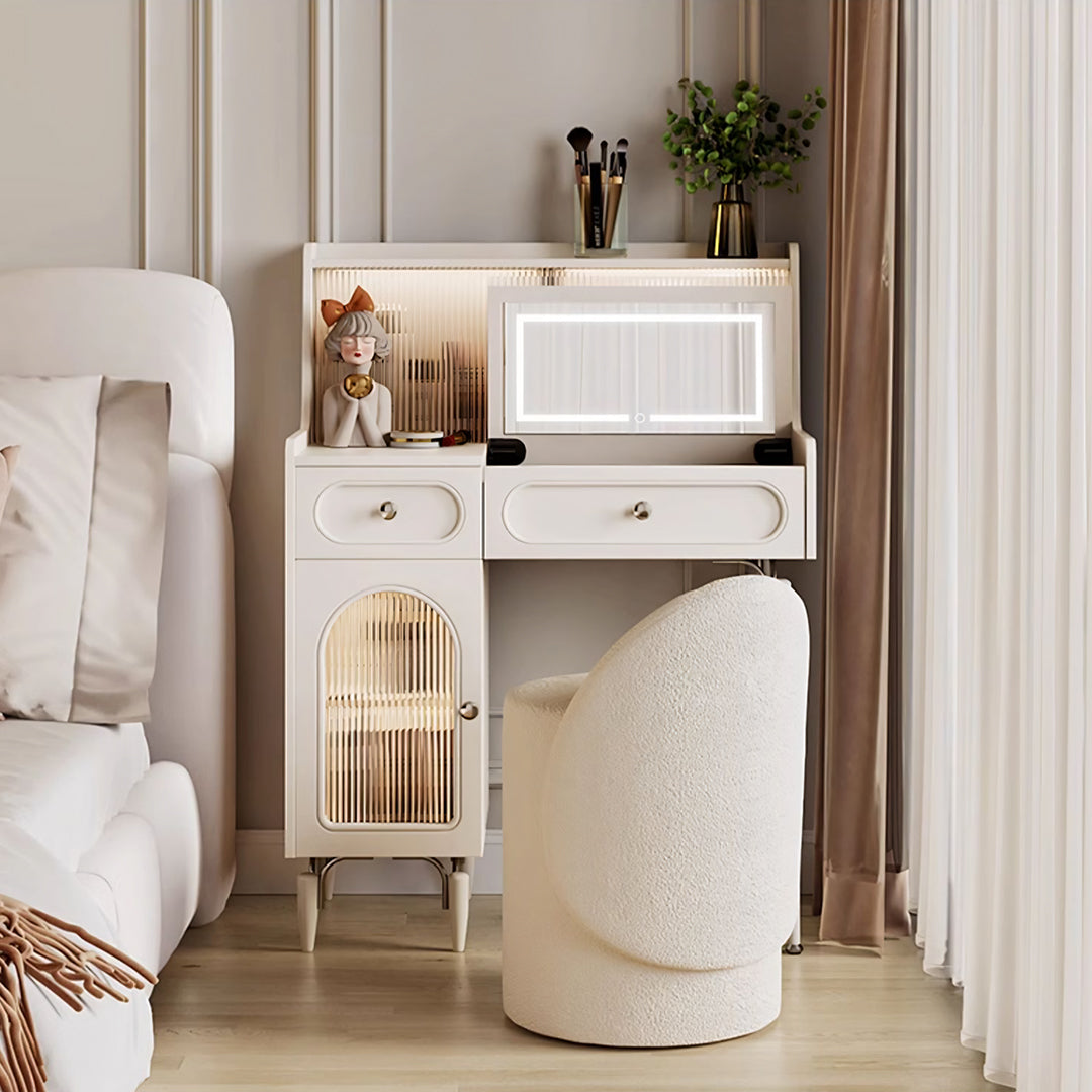 Layla Slimline Dressing Table, Small Dressing Table, Cream-Rit Concept-Rit Concept