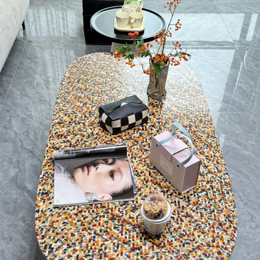 Hughes Nesting Coffee Table Set, Wood detail view for nest of tables for living room