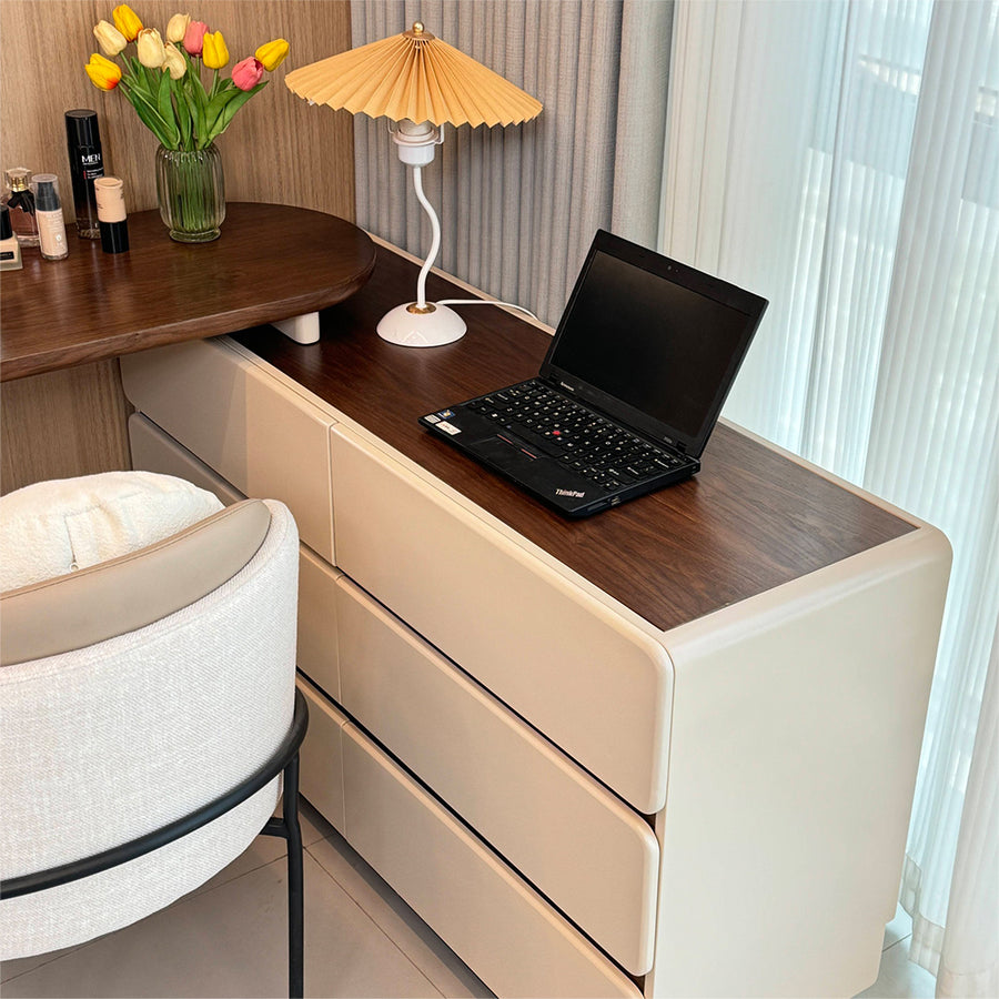 Lewis Dressing Table With Chest Of Drawers & Round Mirror, Solid Wood product image 9
