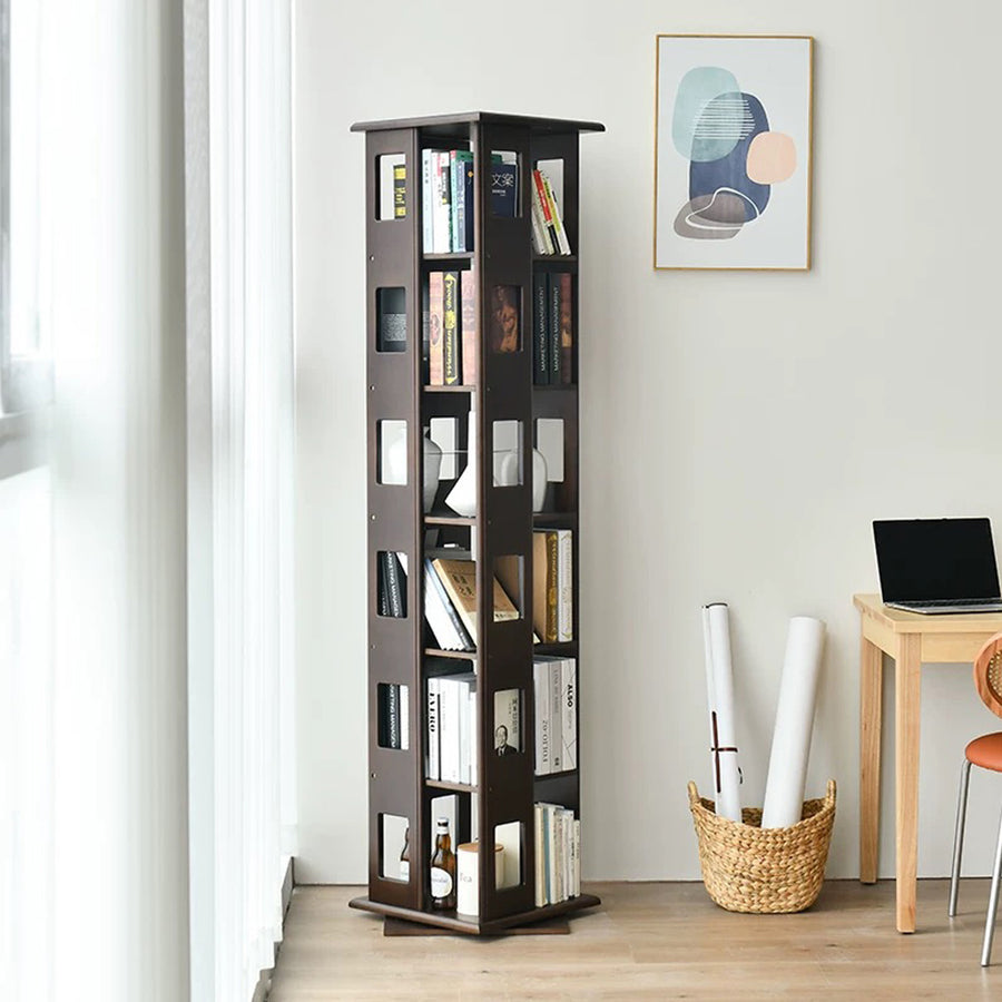 Bartholomew Rotating Bookshelf, Magazine Rack, Solid Wood
