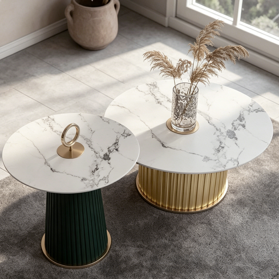 Erica Coffee Table Set, Black & Beige