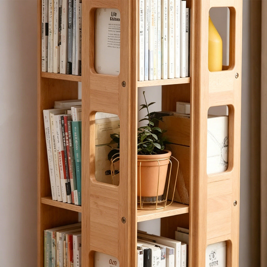 Bartholomew Rotating Bookshelf, Magazine Rack, Solid Wood