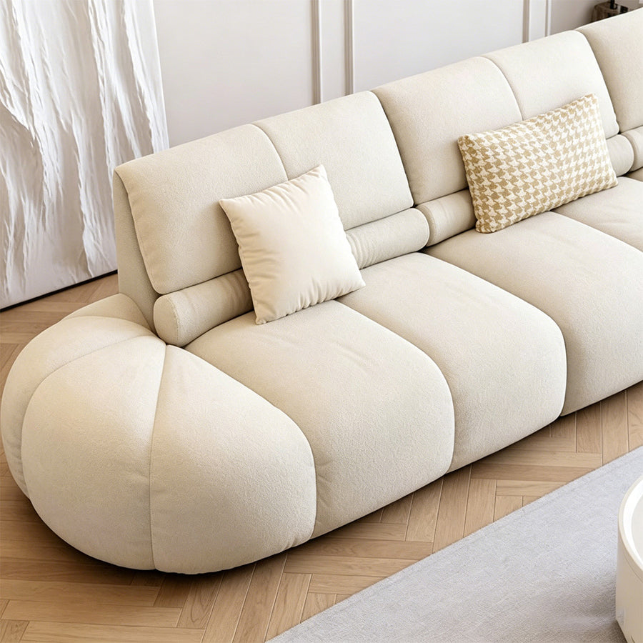 Gia Round Curved Three Seater Sofa front view as a round sofa for living room