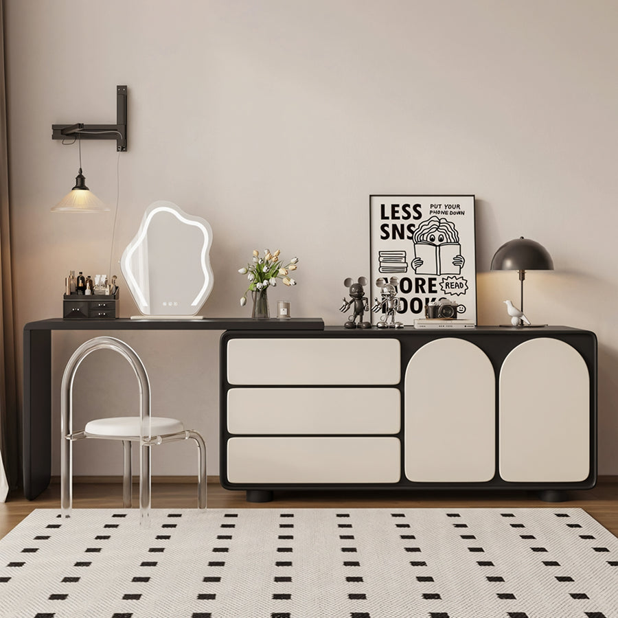 Fannie Dressing Table With Sideboard cabinet and shelf detail