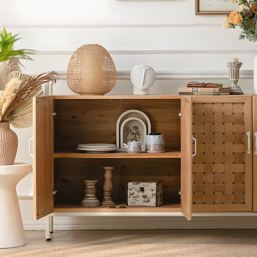 Eris Wooden Sideboard, Solid Wood detail view for modern sideboard cabinet