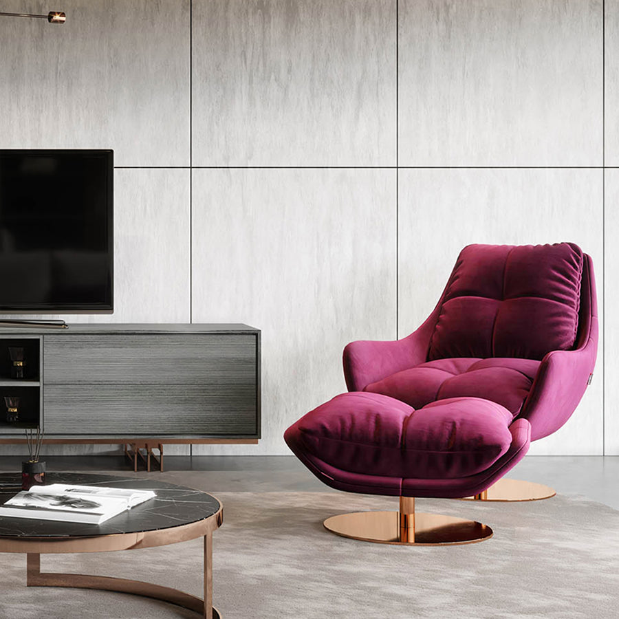 Bonnet Swivel Lounge Chair With Ottoman detail view for armchair for living room