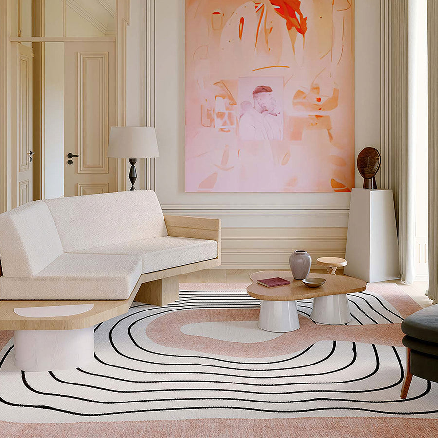Nova Topo Blush Rug, Various Styles Available styled for living room rug UK