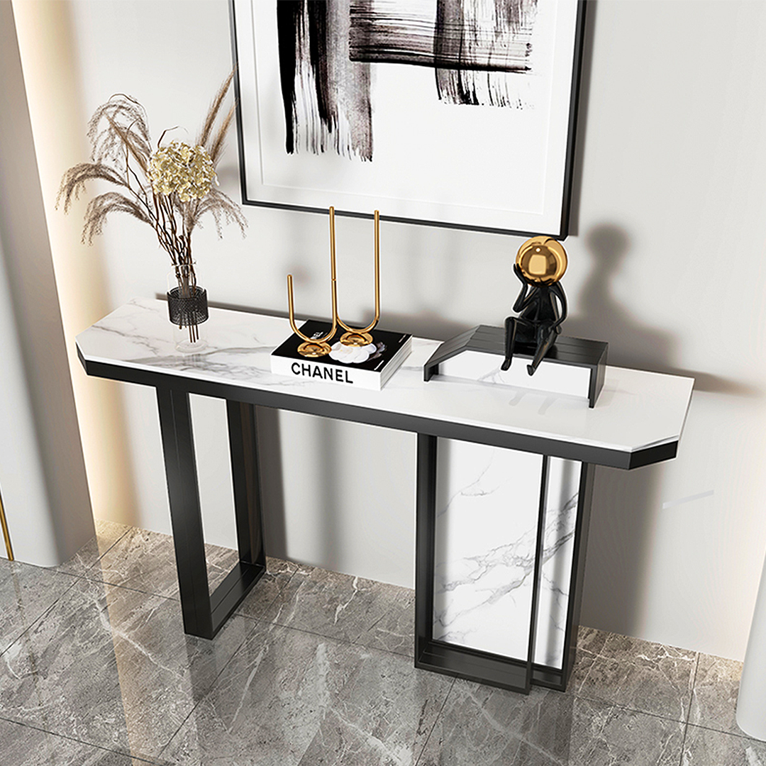 Huli Metal Modern Console Table, Black & White-Rit Concept-Rit Concept