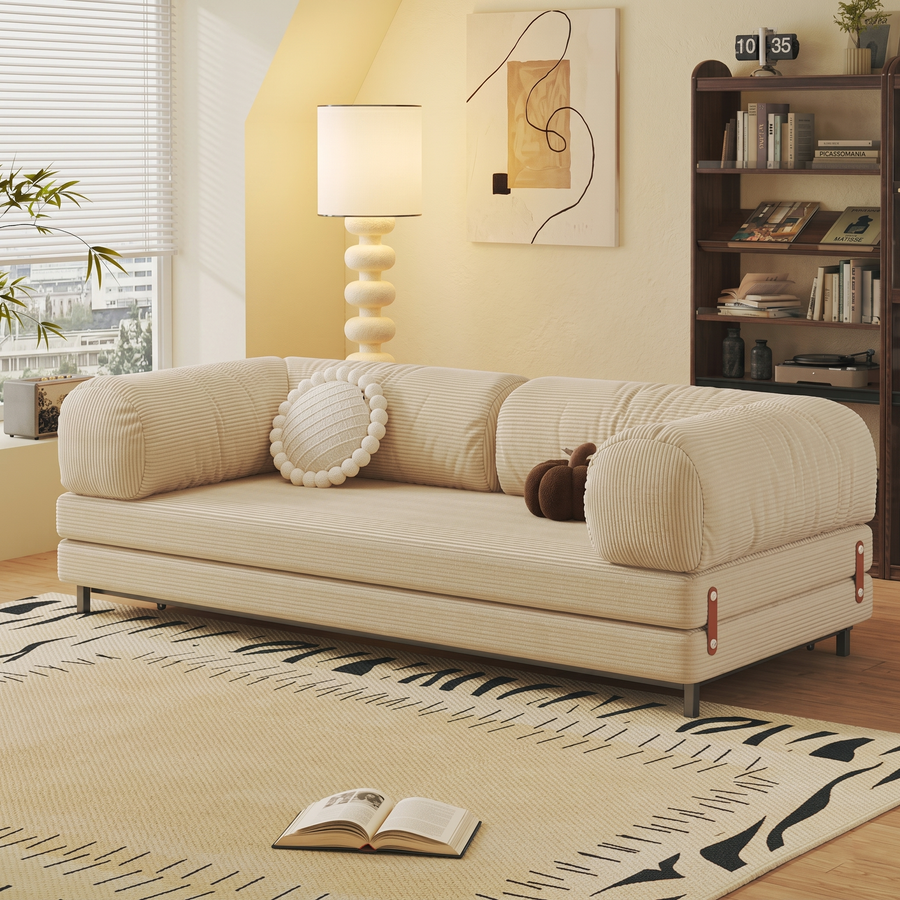 Choudhury Two Seater Sofa Bed side view showing sofa bed layout