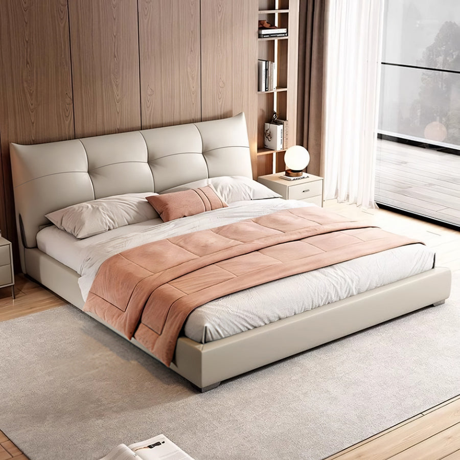 Arjun King Size Superking Size Bed, Leather detail view for bedroom storage bed