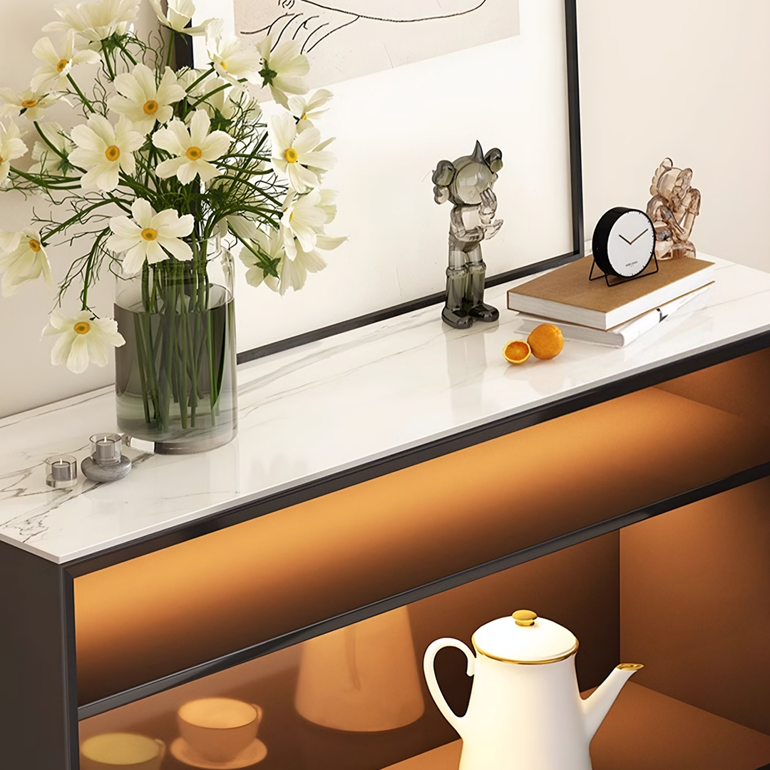Amanda Slim Sideboard With Glass Door, Black-Rit Concept-Rit Concept