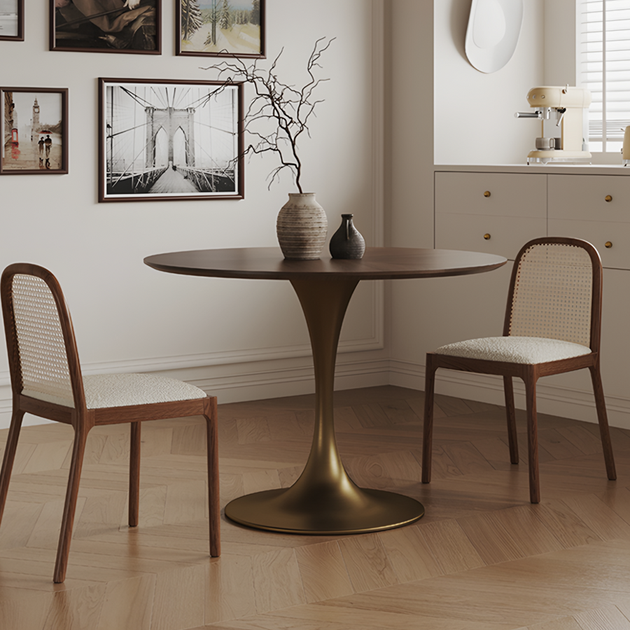 Justina Small Round Dining Table front view as a modern dining table