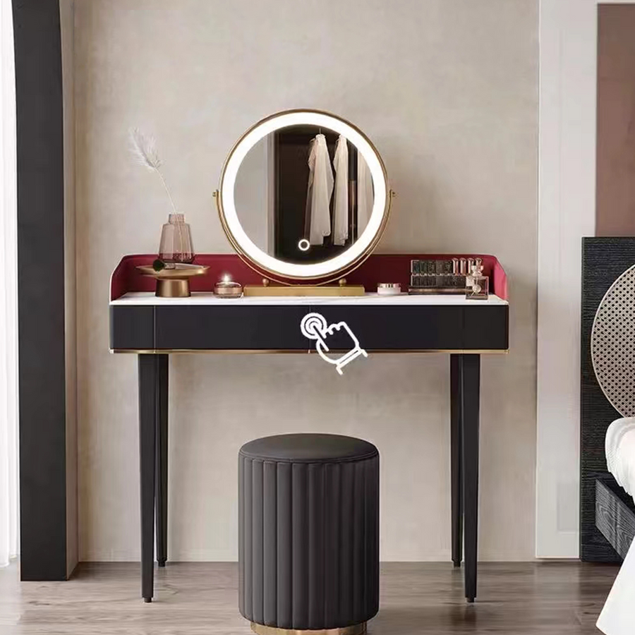Denver Dressing Table, With Mirror front view as a media unit