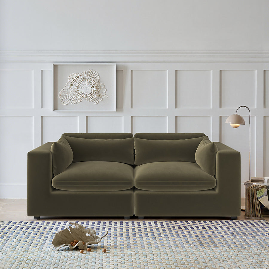 Cantu Loveseat Sofa, Two Seater Sofa, Velvet compact living room seating idea