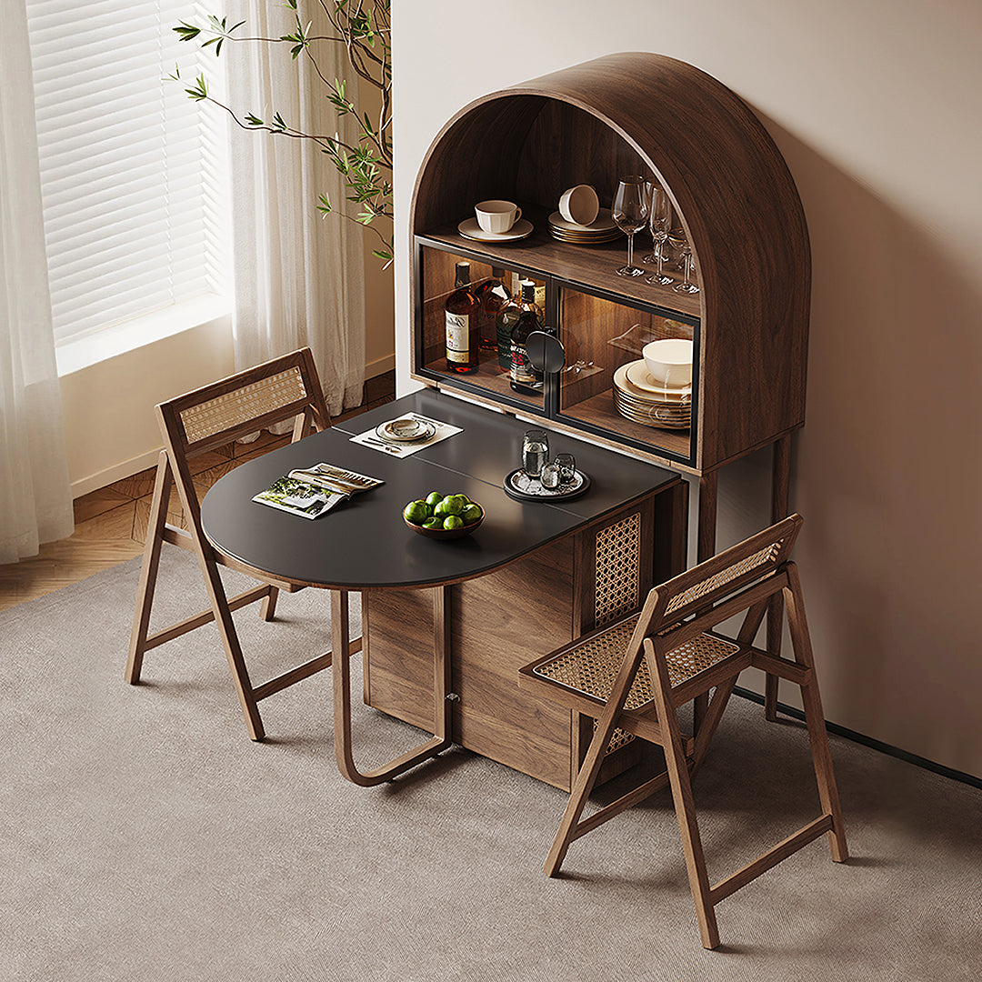 Reddy Fold Away Dining Table With Sideboard, Walnut