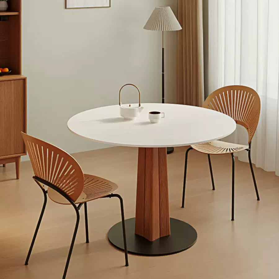 Percival White Round Dining Table for modern UK dining room