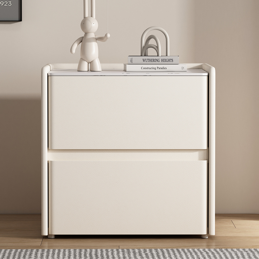 Mursi Bedside Table, Solid Wood, Cream-Rit Concept-Rit Concept