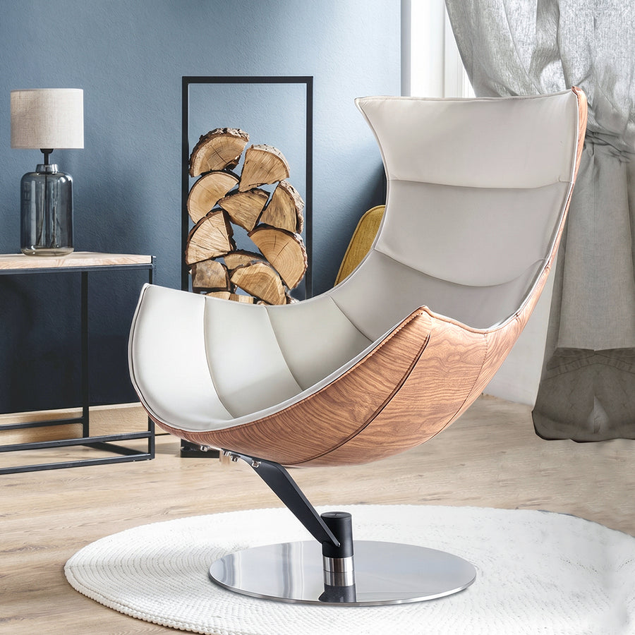Russell Lobster Chair, With Ottoman, Walnut Texture, Armchair styled for accent chair