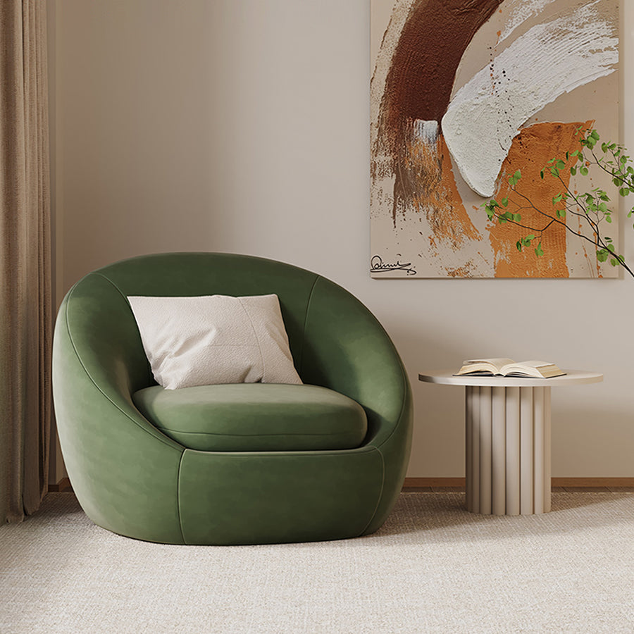 Watanabe Round Lounge Chair, Green Or White styled for accent chair