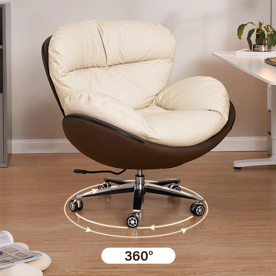 Calder Swivel Office Chair With Wheels, Leathaire