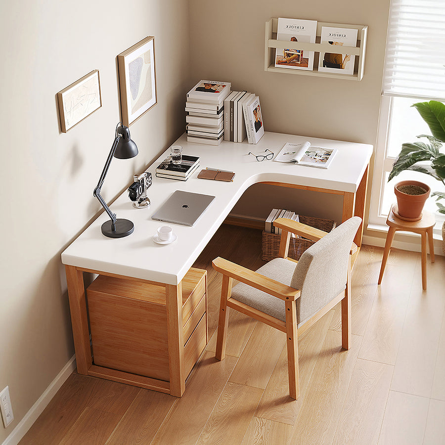Amari L Shape Office Desk With Chest of Drawers, More Colors styled for l shape office home office desk UK