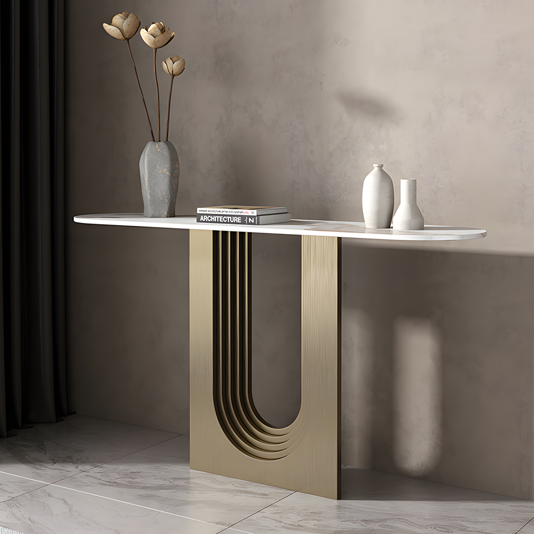 Modern Khoisan Console Table For Hallways, Black & Gold | Rit Concept