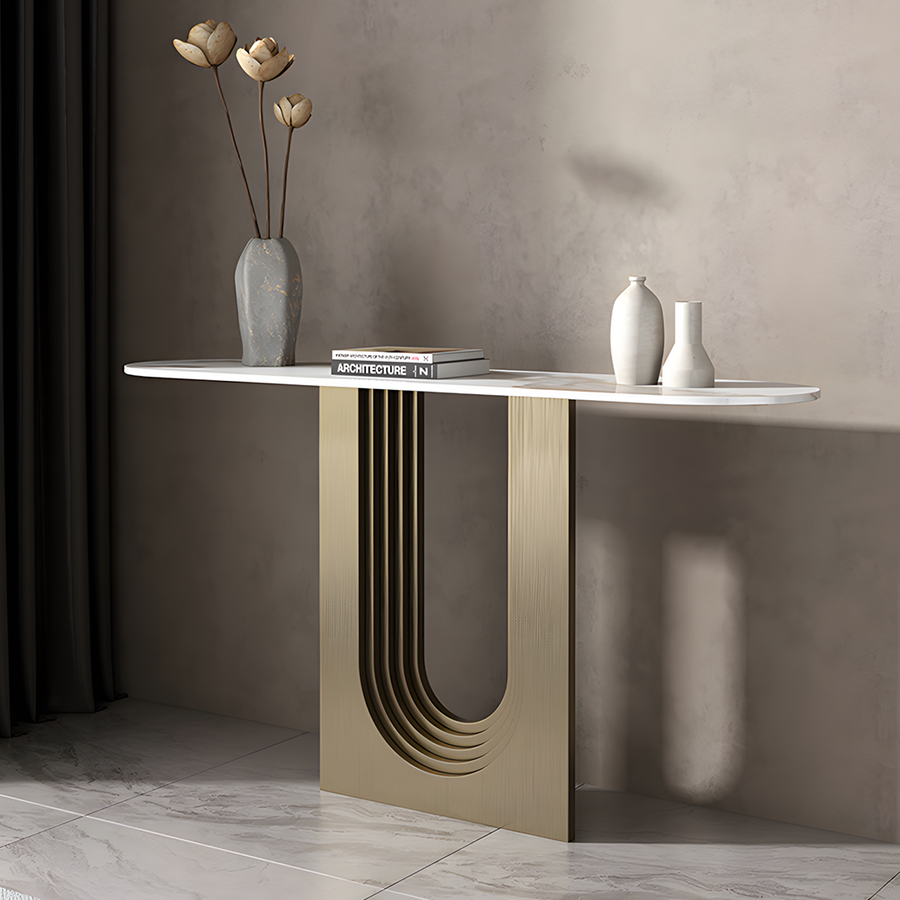 Khoisan Console Table For Hallways, Black & Gold detail view for hallway