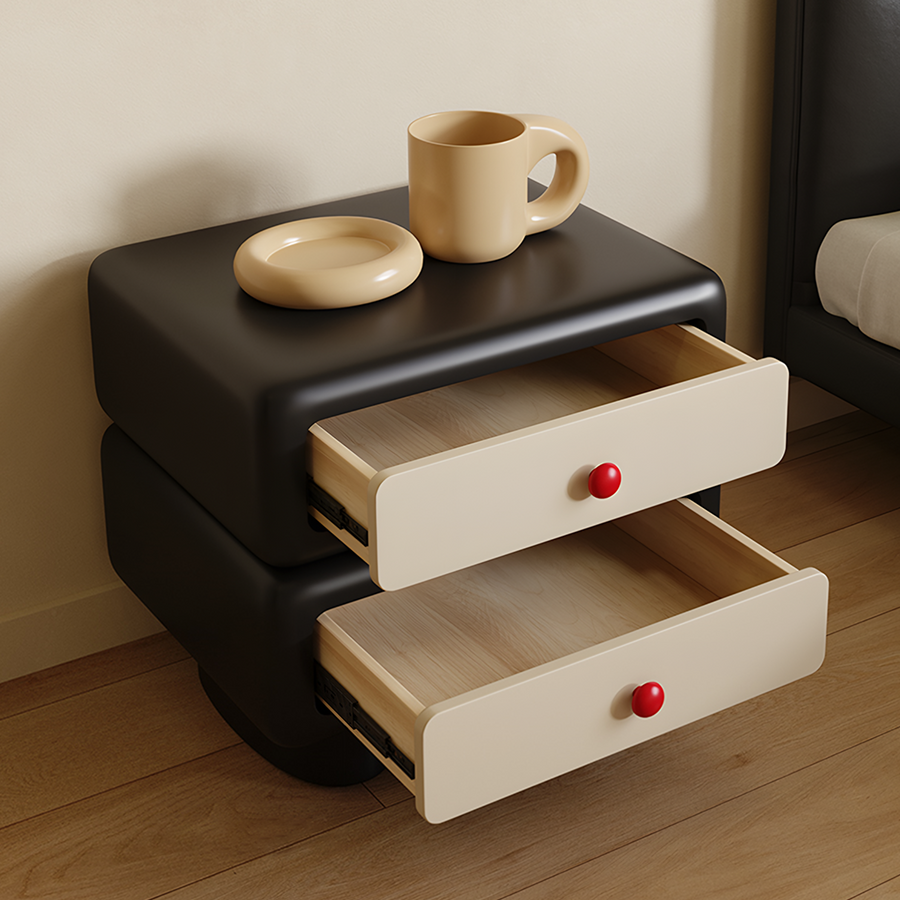 Alicia Wood Bedside Table, Cream in a modern UK home