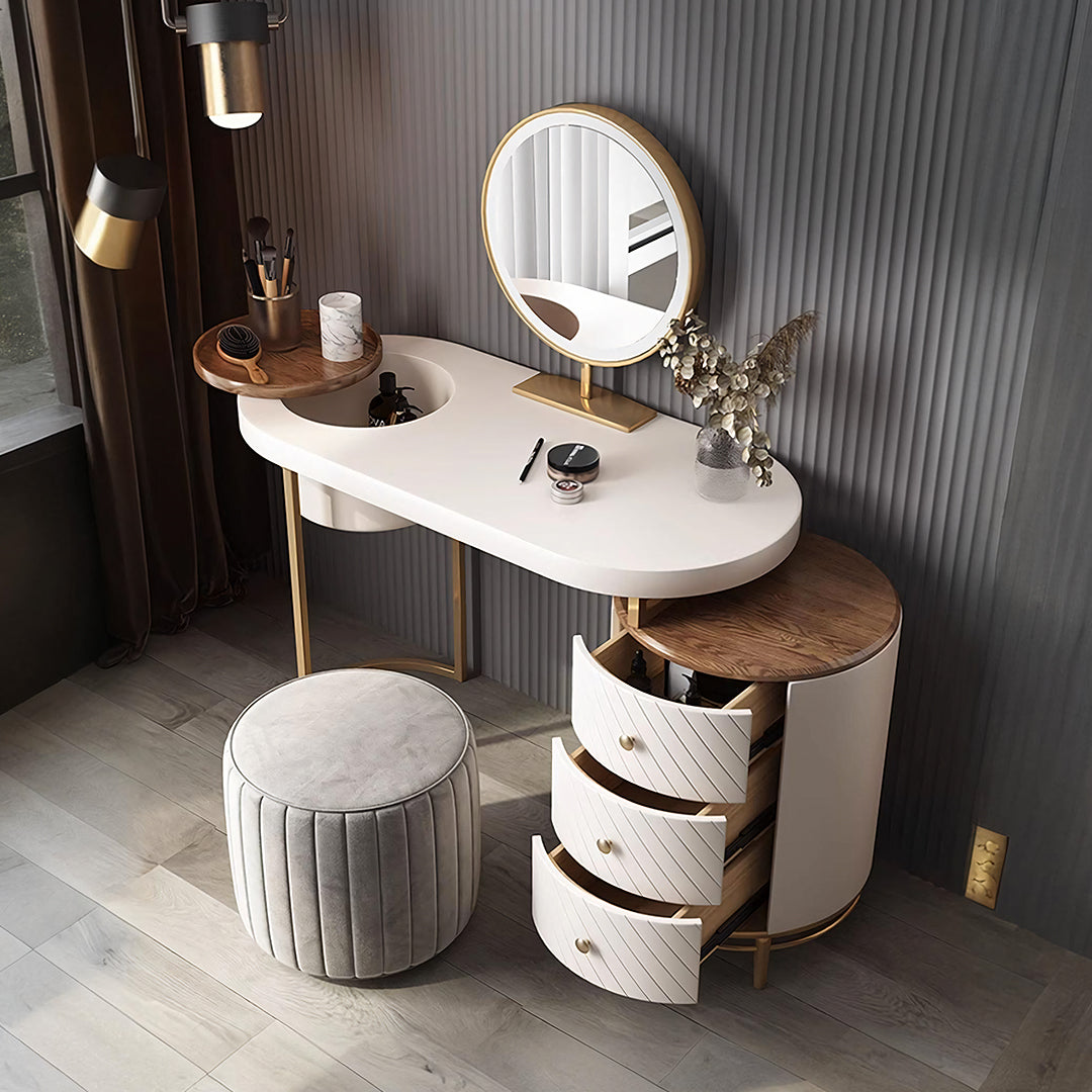 Tandy Dressing Table, Green/ White/ Black And Gold