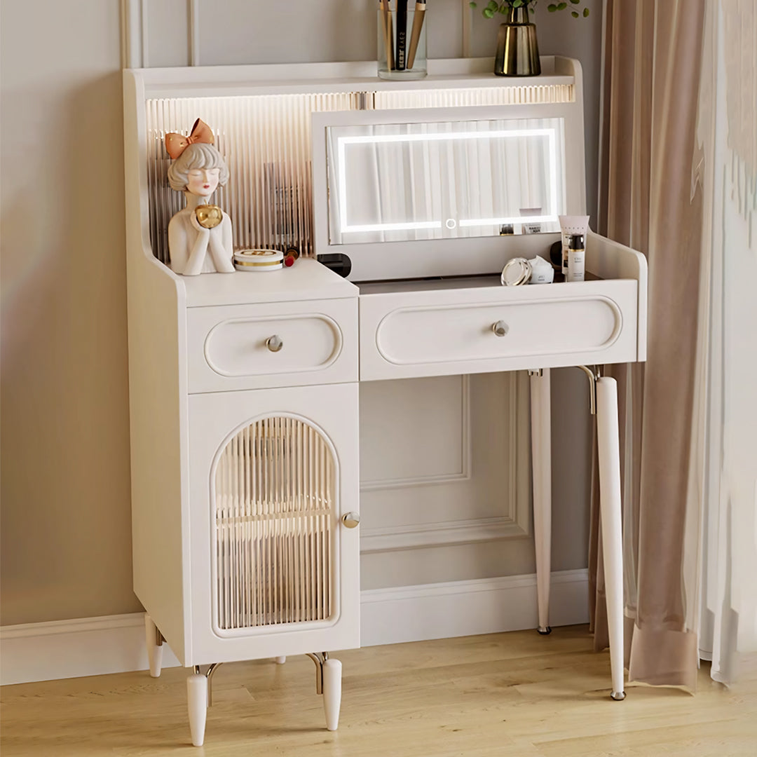 Layla Slimline Dressing Table, Small Dressing Table, Cream-Rit Concept-Rit Concept